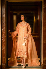 Peach Cutwork Embroidered Organza Salwar Kameez (3-Piece) - Image 7