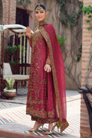 Pakistani Magenta Embroidered Organza Salwar Kameez (3-Piece) - Image 4