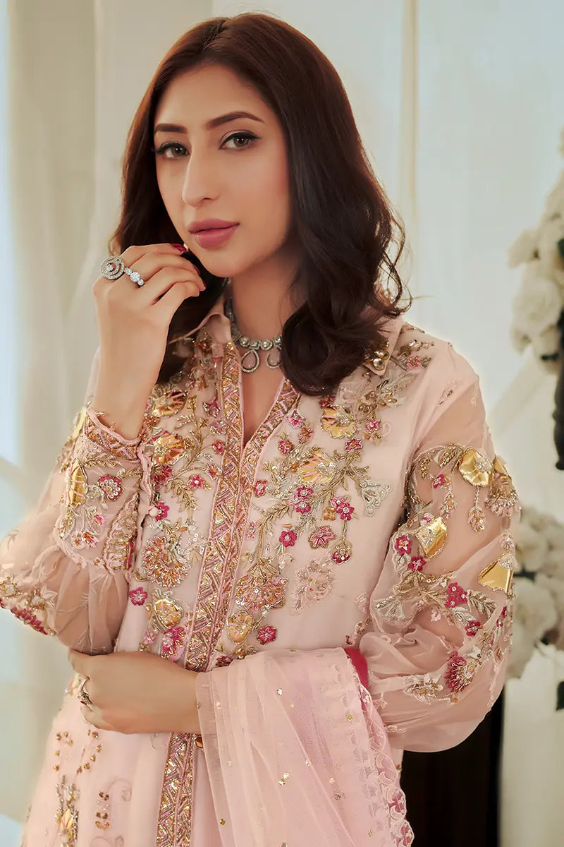 Blush Pink Embroidered Organza Salwar Kameez (3-Piece) - Image 2