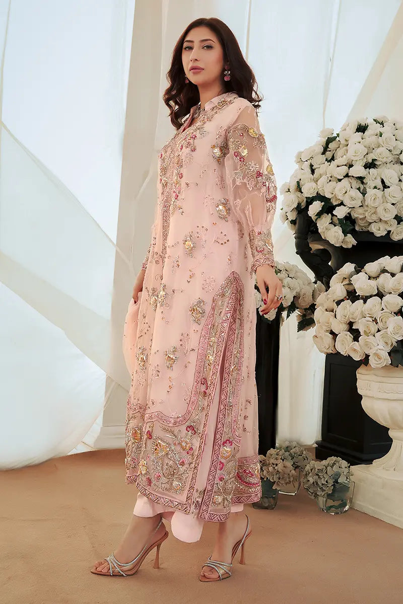 Blush Pink Embroidered Organza Salwar Kameez (3-Piece) - Image 4