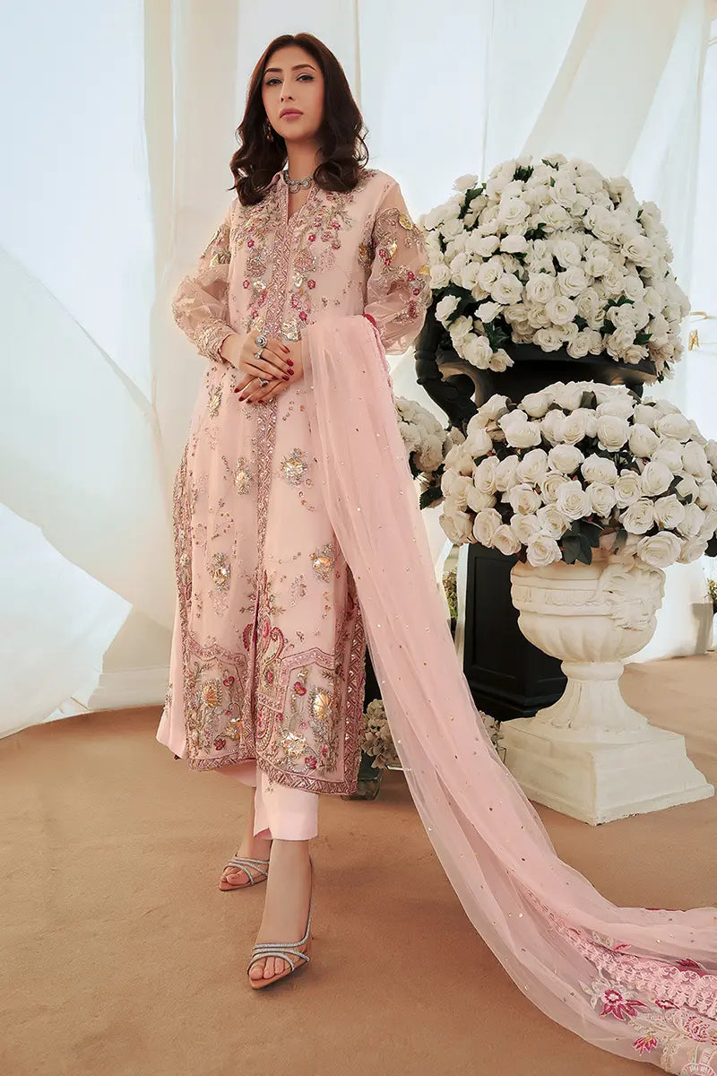 Blush Pink Embroidered Organza Salwar Kameez (3-Piece) - Image 5