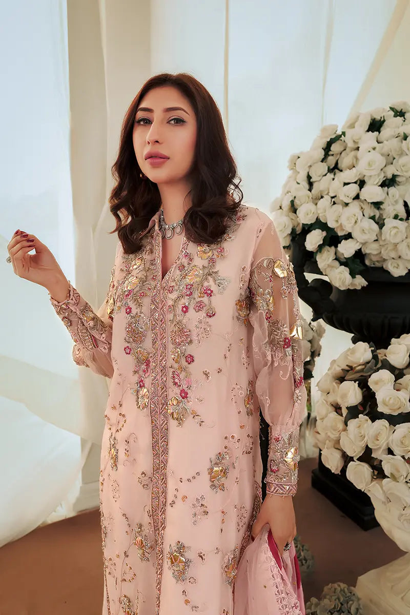 Blush Pink Embroidered Organza Salwar Kameez (3-Piece) - Image 7