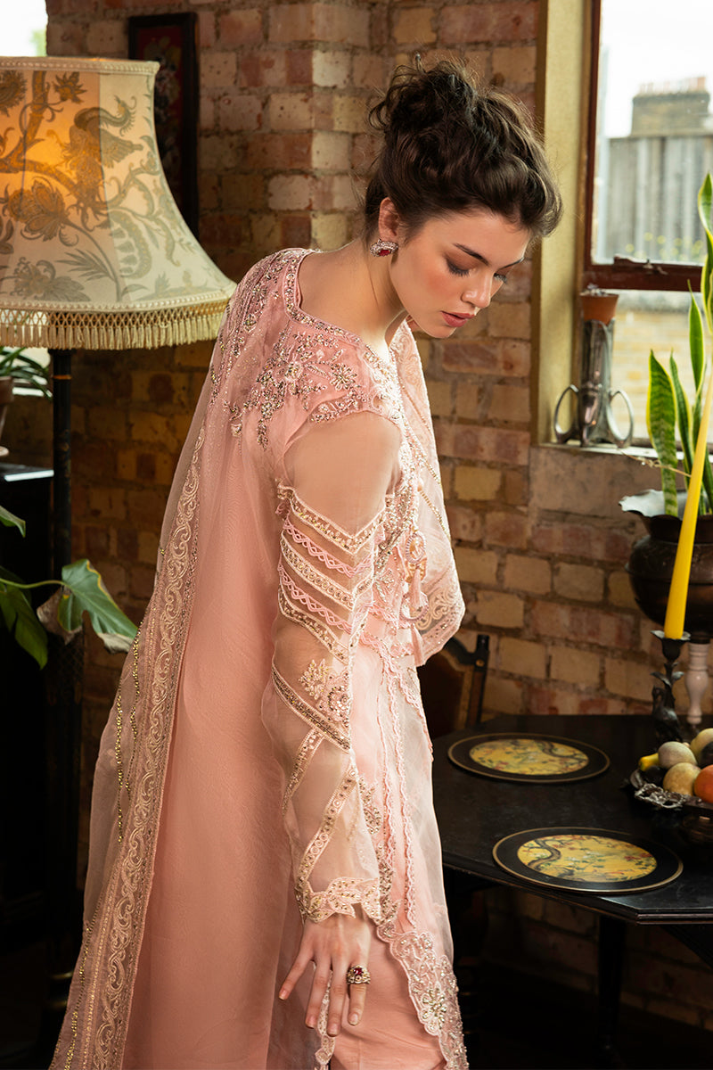 Pakistani Baby Pink Embroidered Organza Salwar Kameez (3-Piece) - Image 9