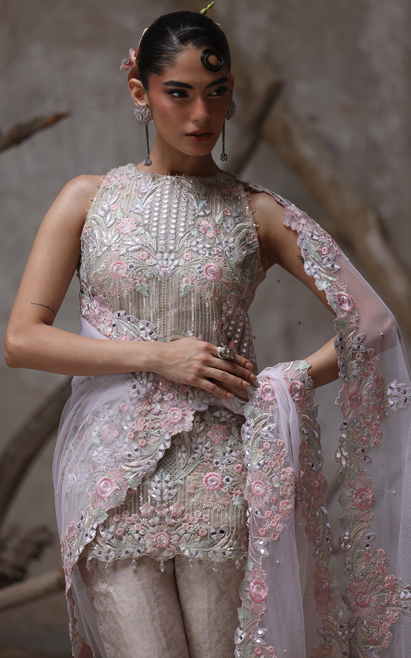 Soft Pink Embroidered Organza Salwar Kameez (3-Piece) - Image 7