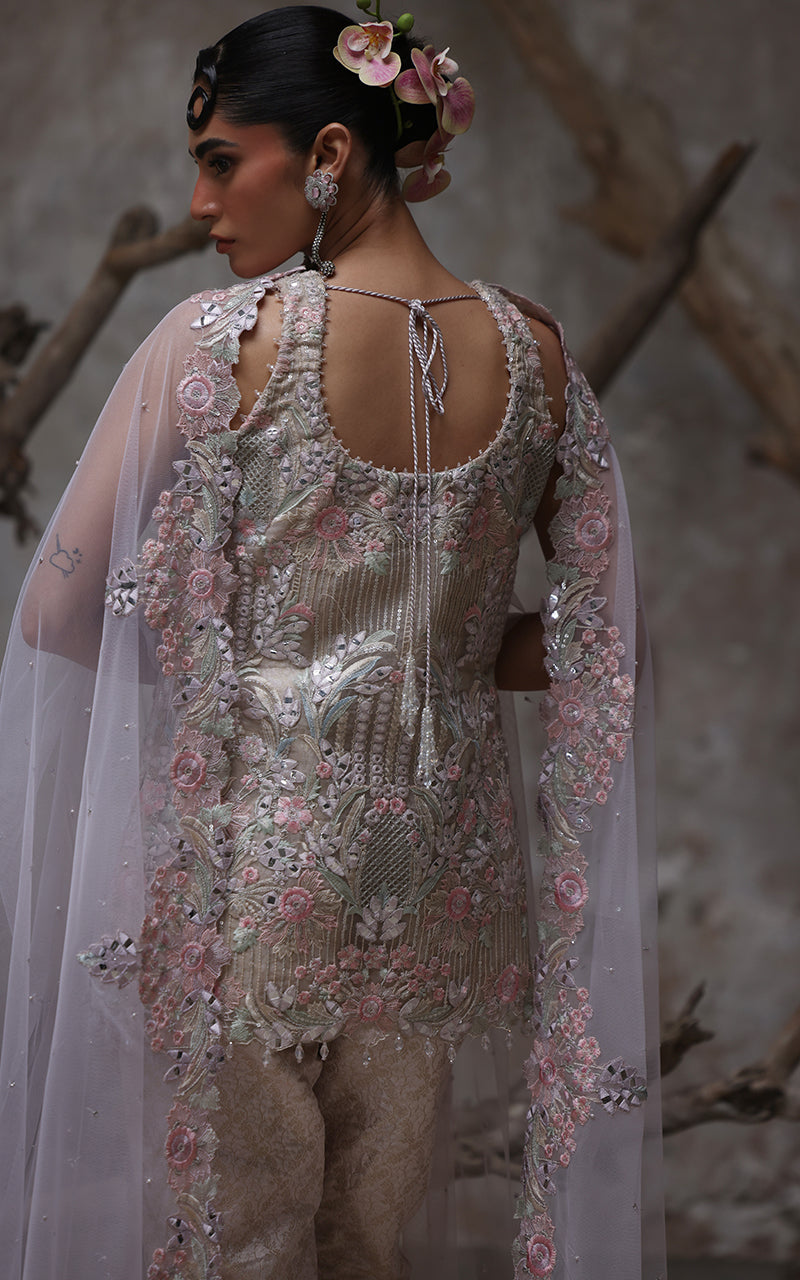 Soft Pink Embroidered Organza Salwar Kameez (3-Piece) - Image 8