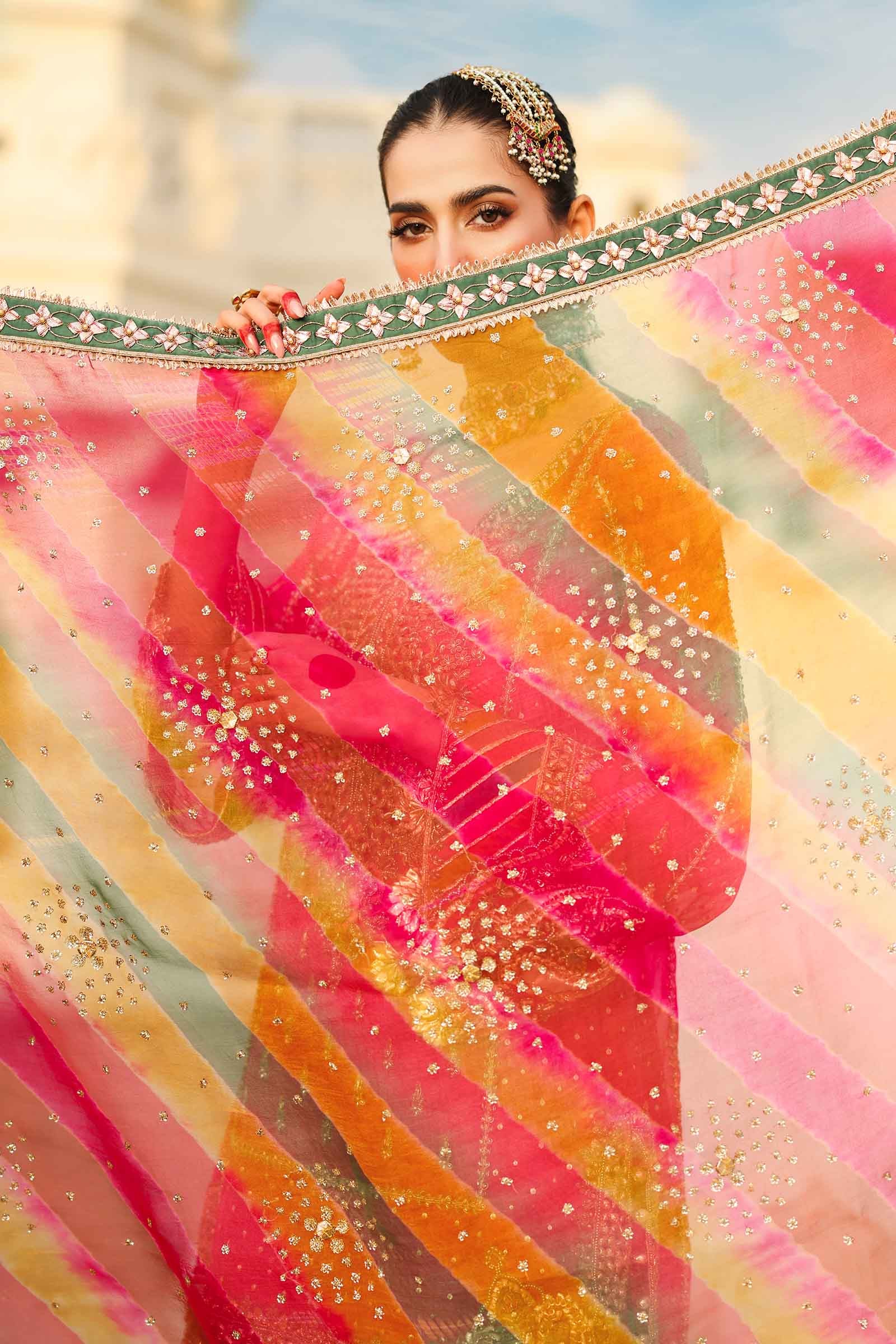 Pakistani Hot Pink Embroidered Organza & Silk Salwar Kameez (3-Piece) - Image 7