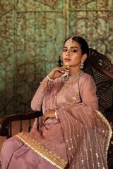 Pink Sequin Gota Tilla Organza Salwar Kameez (3-Piece) - Image 3