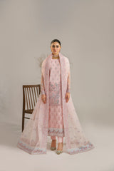 Blush Pink Hand-Embellished Organza Salwar Kameez (3-Piece) - Image 4