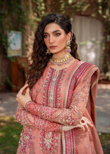 Pakistani Peach Hand-Embellished Organza Salwar Kameez (3-Piece) - Image 5