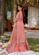 Pakistani Peach Hand-Embellished Organza Salwar Kameez (3-Piece) - Image 6