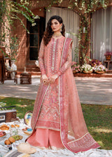 Pakistani Peach Hand-Embellished Organza Salwar Kameez (3-Piece) - Image 7