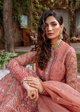 Pakistani Peach Hand-Embellished Organza Salwar Kameez (3-Piece) - Image 9