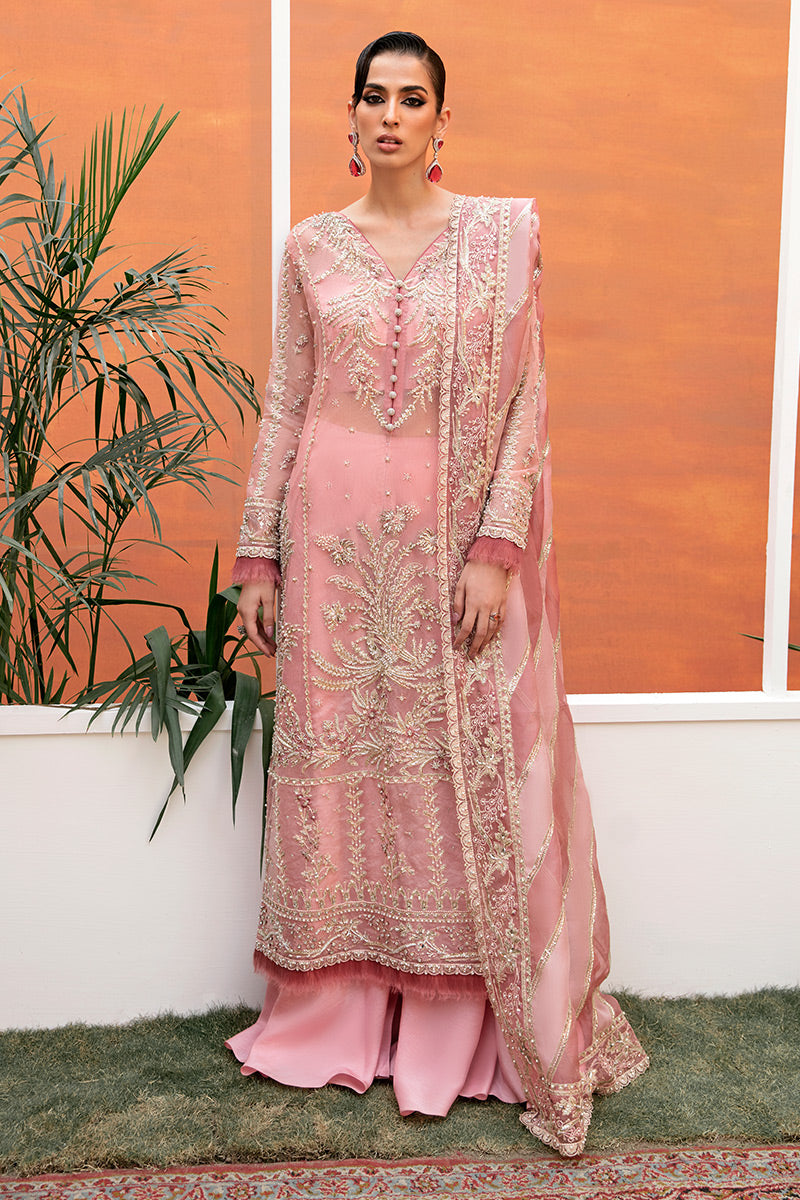 Pakistani Blush Pink Hand-Embellished Organza Salwar Kameez (3-Piece) - Image 1