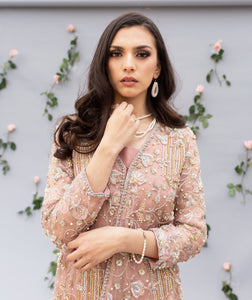 Dull Pink Hand-Embroidered Organza & Silk Shirt Set (2-Piece) - Image 4
