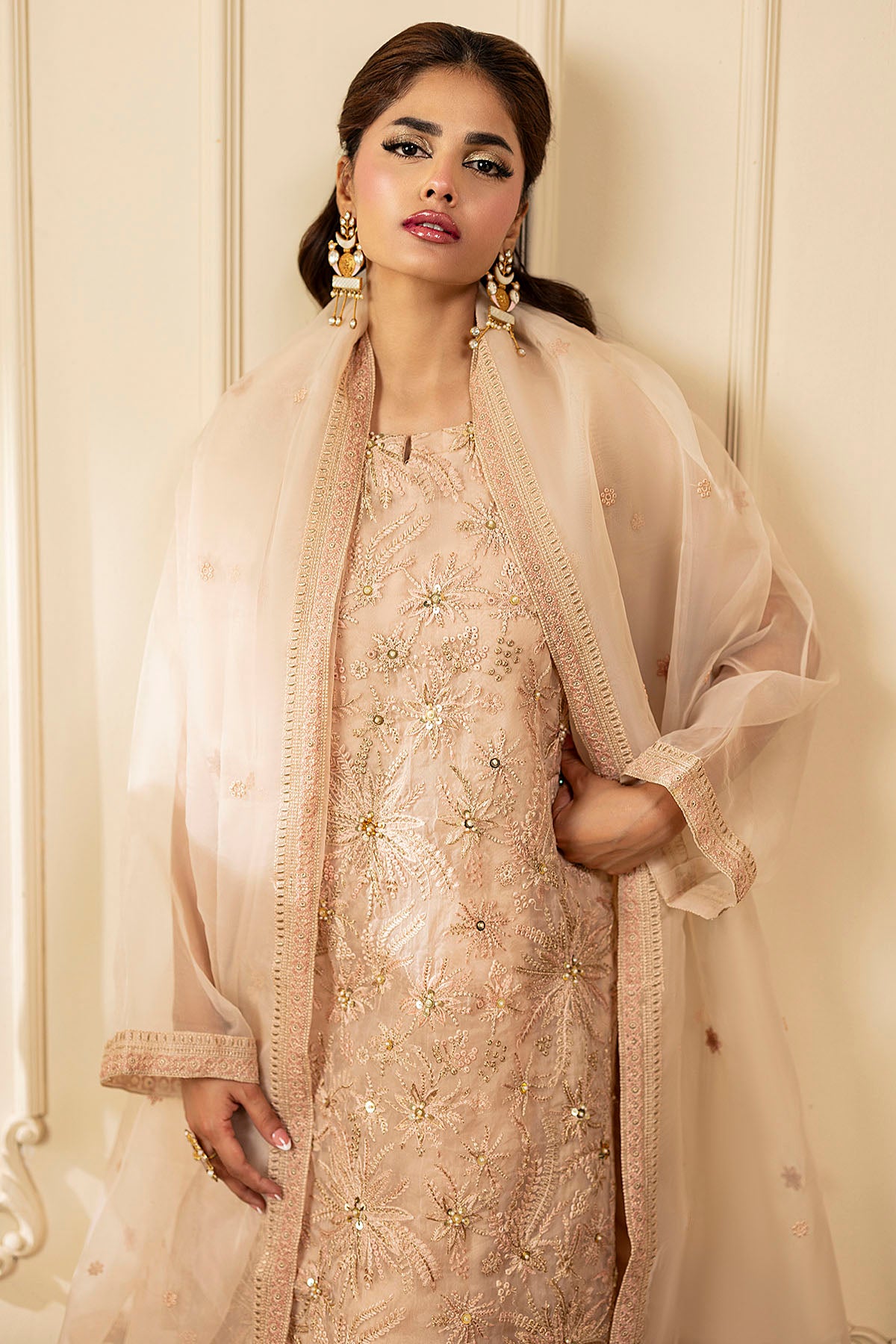 Blush Pink Embroidered Organza 3-Piece Suit - Image 4