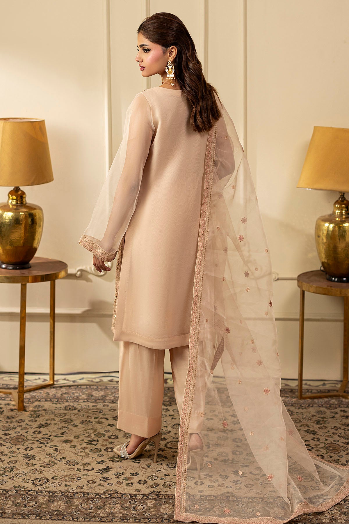 Blush Pink Embroidered Organza 3-Piece Suit - Image 5