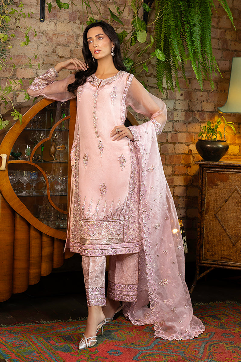 Blush Pink Embroidered Organza Salwar Kameez (3-Piece) - Image 1