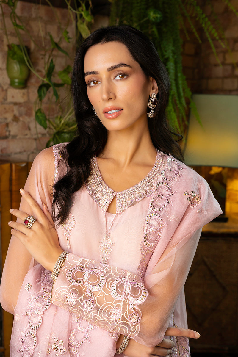 Blush Pink Embroidered Organza Salwar Kameez (3-Piece) - Image 2