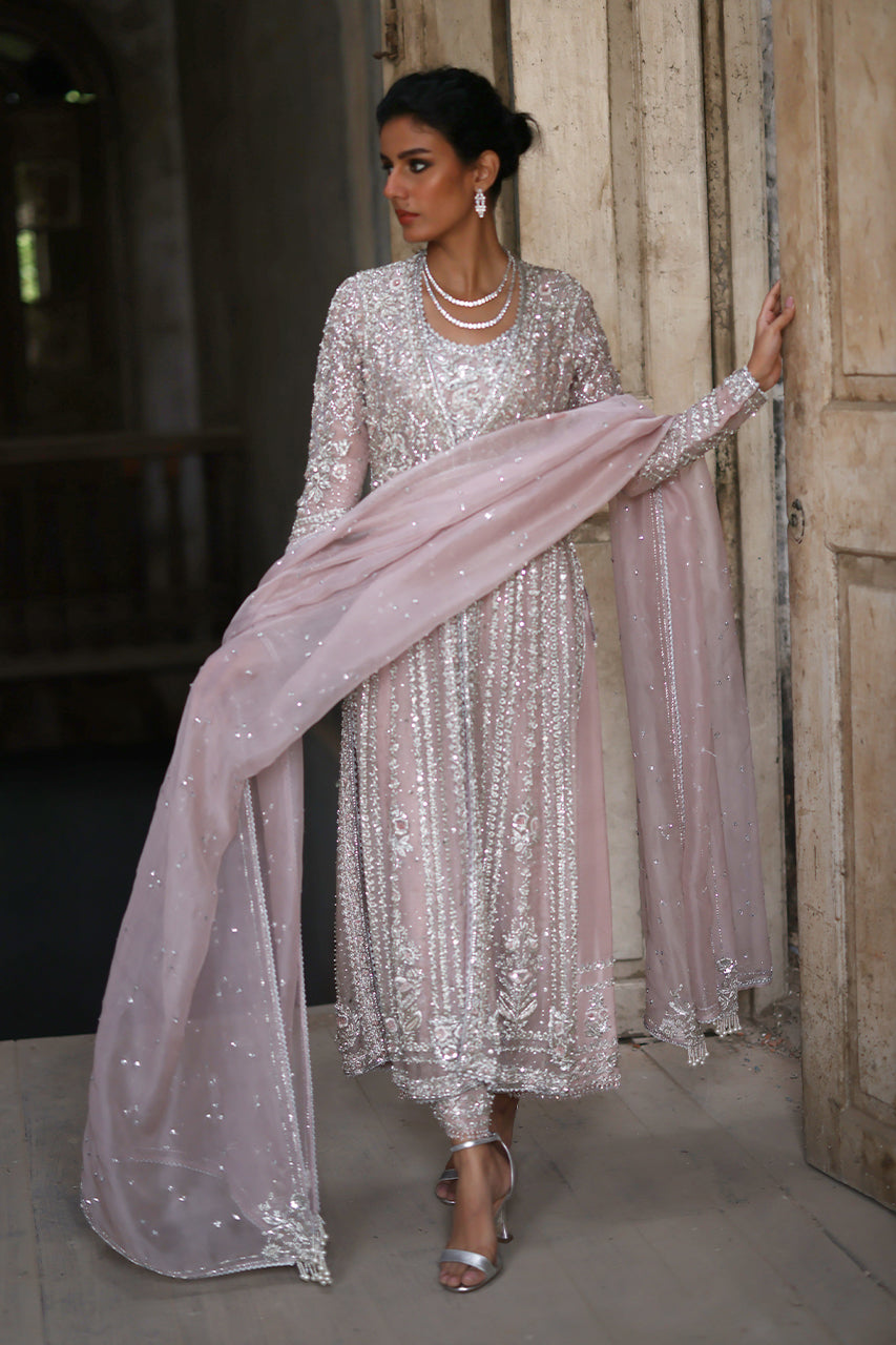 Blush Pink Zardozi Organza & Silk Jacket Set (3-Piece) - Image 1