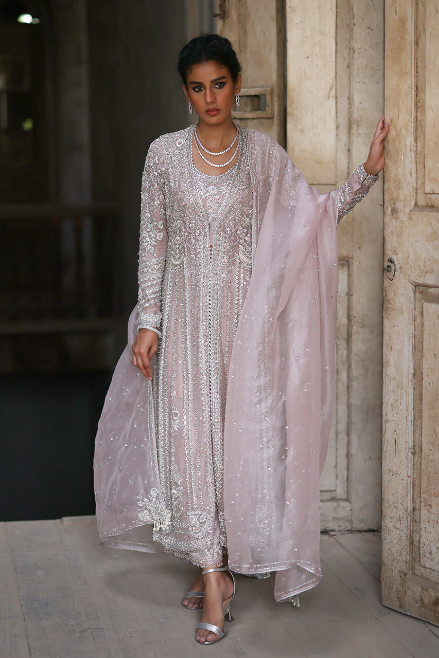 Blush Pink Zardozi Organza & Silk Jacket Set (3-Piece) - Image 3