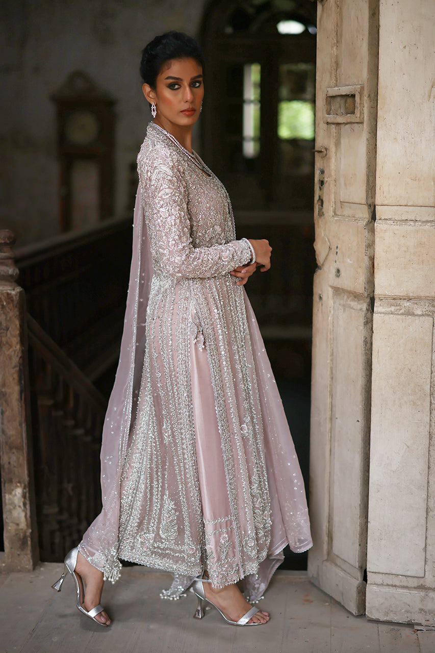 Blush Pink Zardozi Organza & Silk Jacket Set (3-Piece) - Image 4