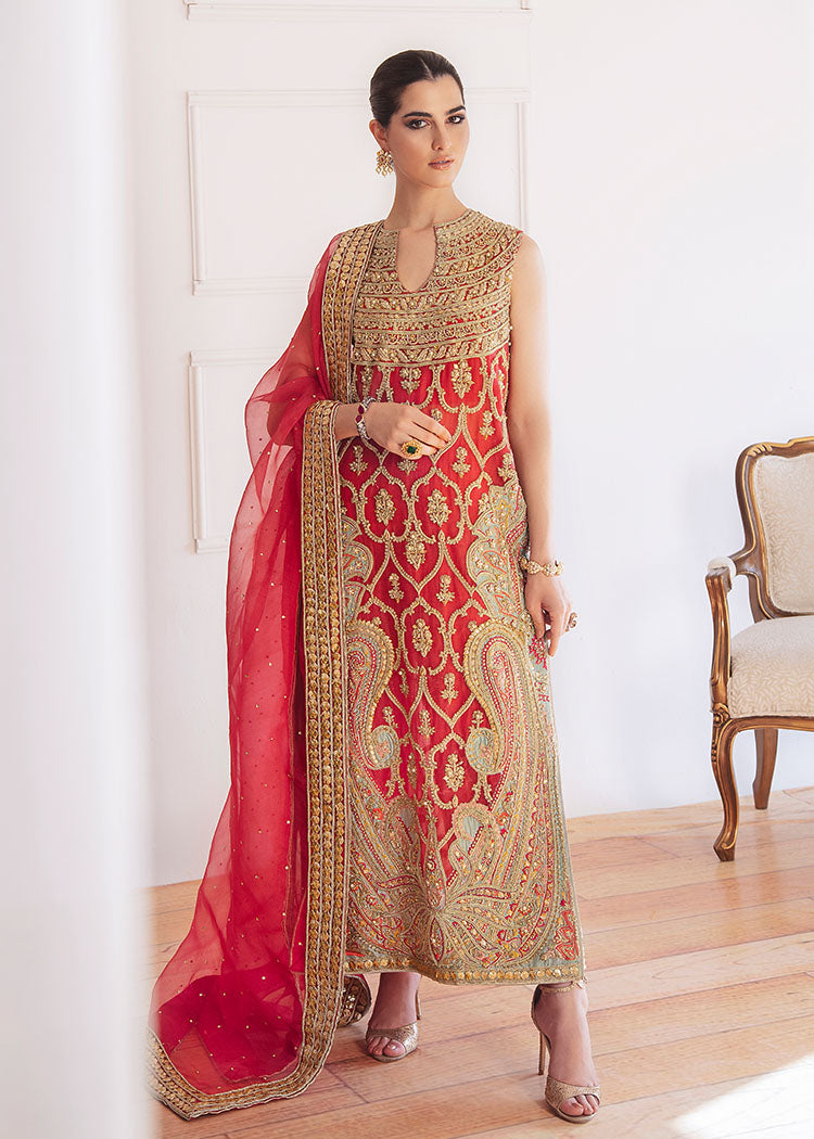 Pakistani Hot Pink Zardozi Embroidered Organza Salwar Kameez (3-Piece) - Image 1