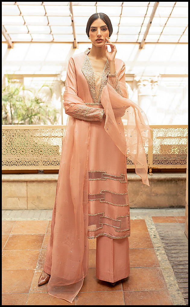 Blush Pink Embellished Raw Silk Salwar Kameez (3-Piece) - Image 6
