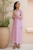 Pakistani Rose Pink Embellished Raw Silk Salwar Kameez (3-Piece) - Image 3