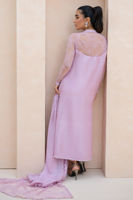 Pakistani Rose Pink Embellished Raw Silk Salwar Kameez (3-Piece) - Image 4