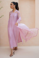 Pakistani Rose Pink Embellished Raw Silk Salwar Kameez (3-Piece) - Image 5