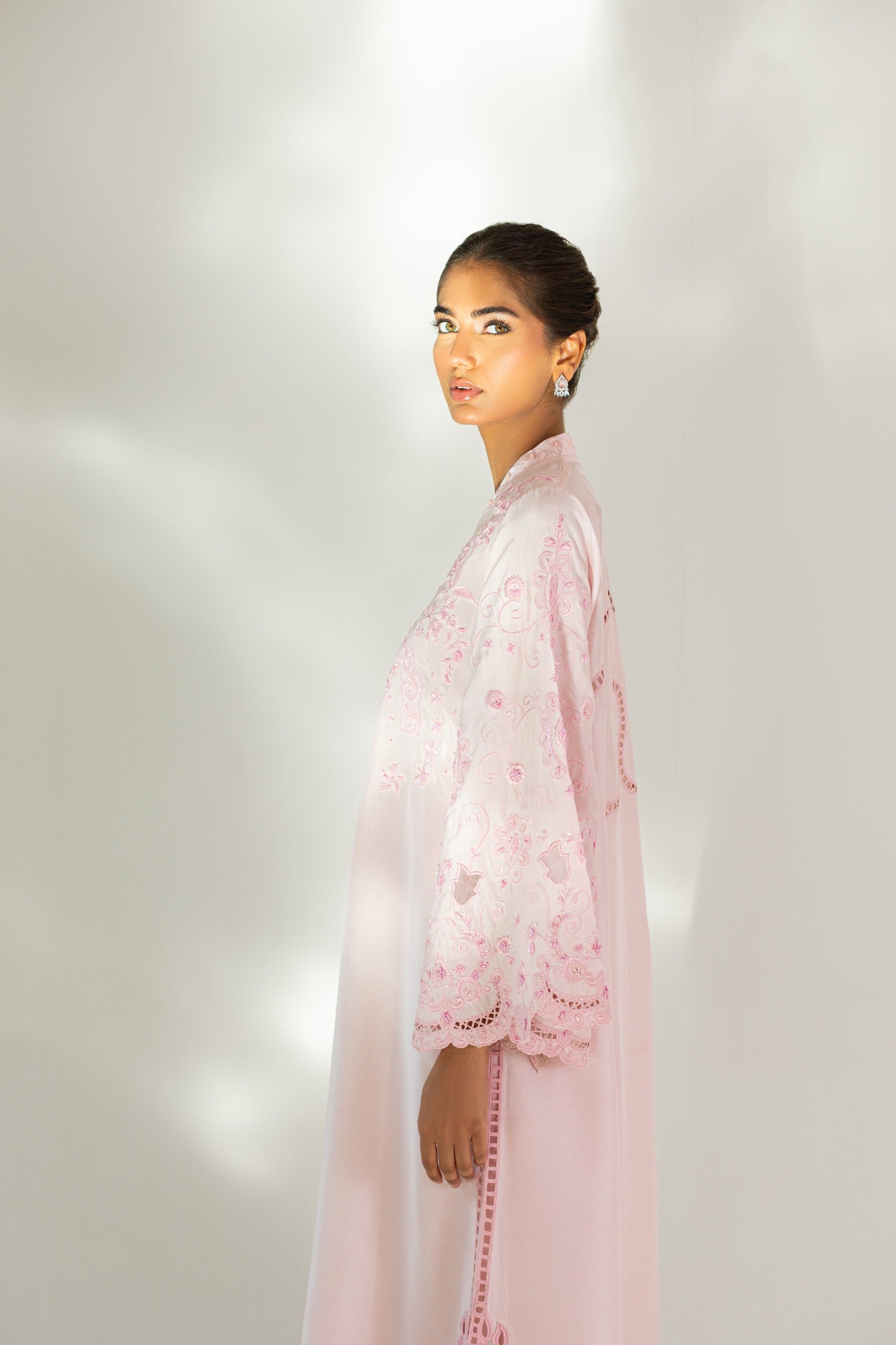 Blush Pink Embroidered Raw Silk Salwar Kameez (3-Piece) - Image 3