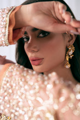 Peach to Pink Ombre Embroidered Silk Salwar Kameez (3-Piece) - Image 4