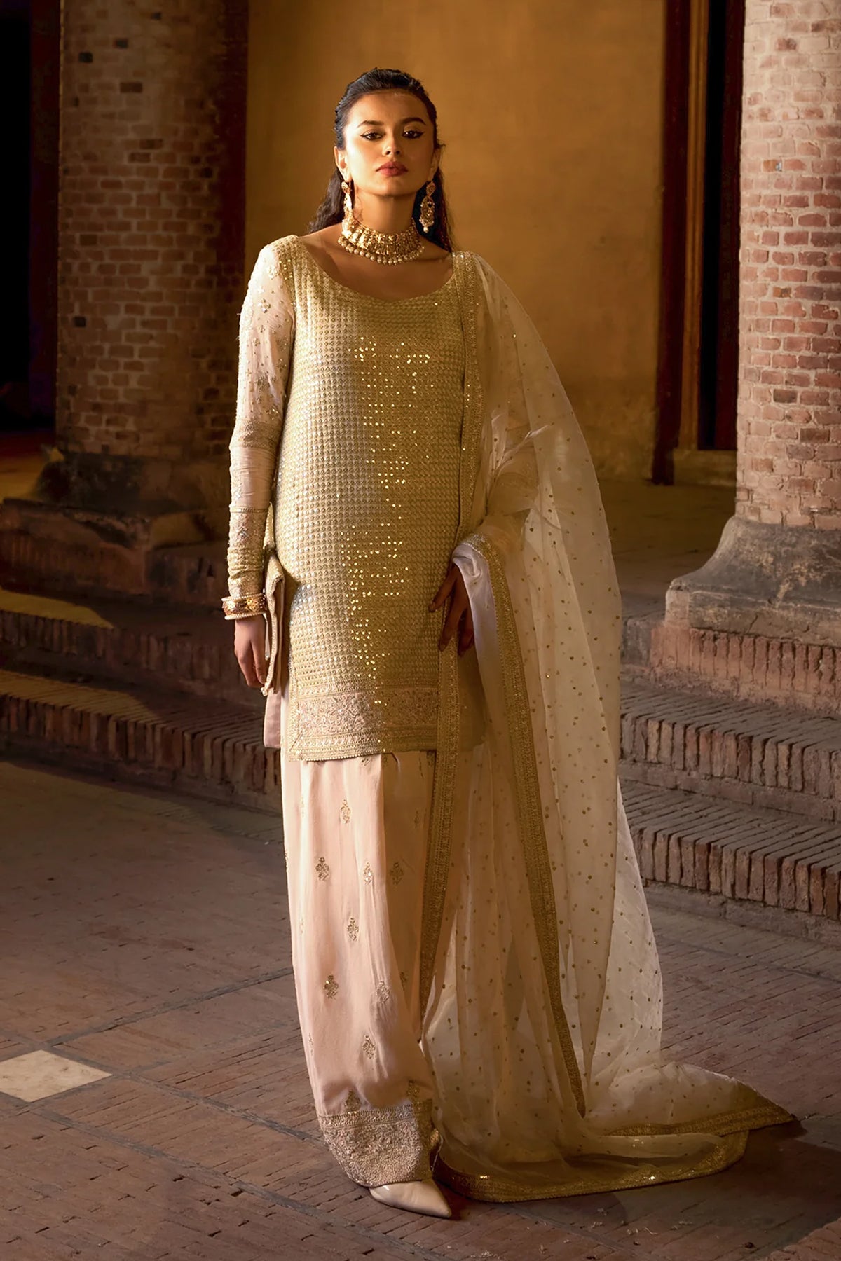 Dust Pink Embellished Raw Silk Shalwar Kameez (3-Piece) - Image 1