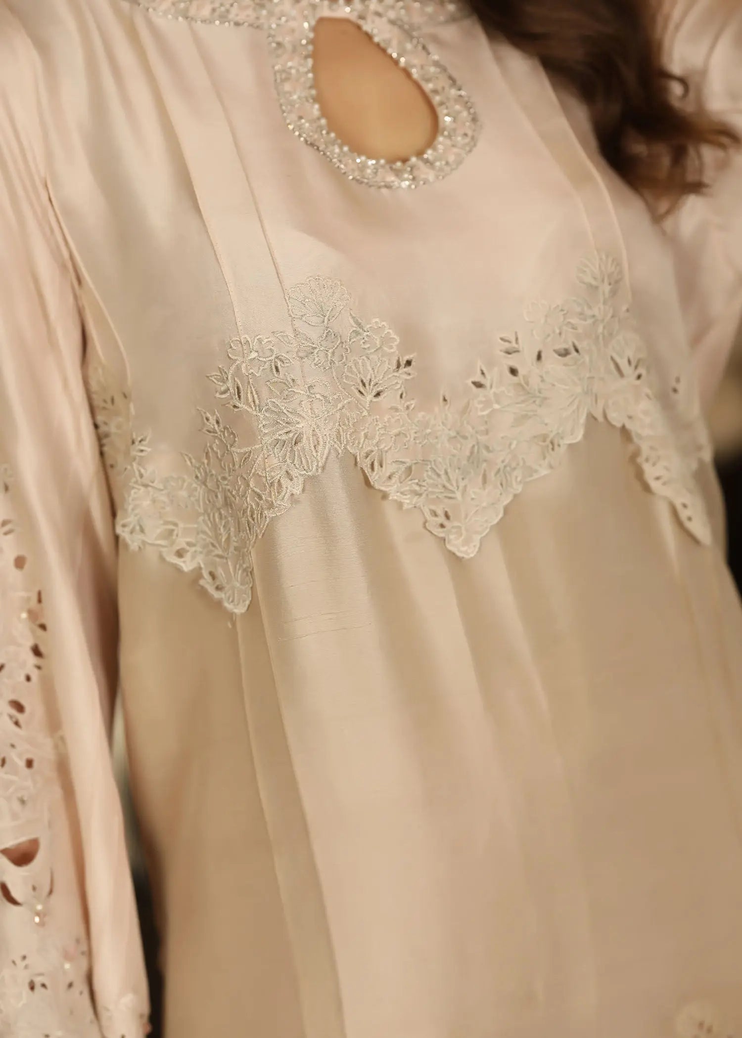 Pink Embroidered Raw Silk 3-Piece Salwar Kameez - Image 12