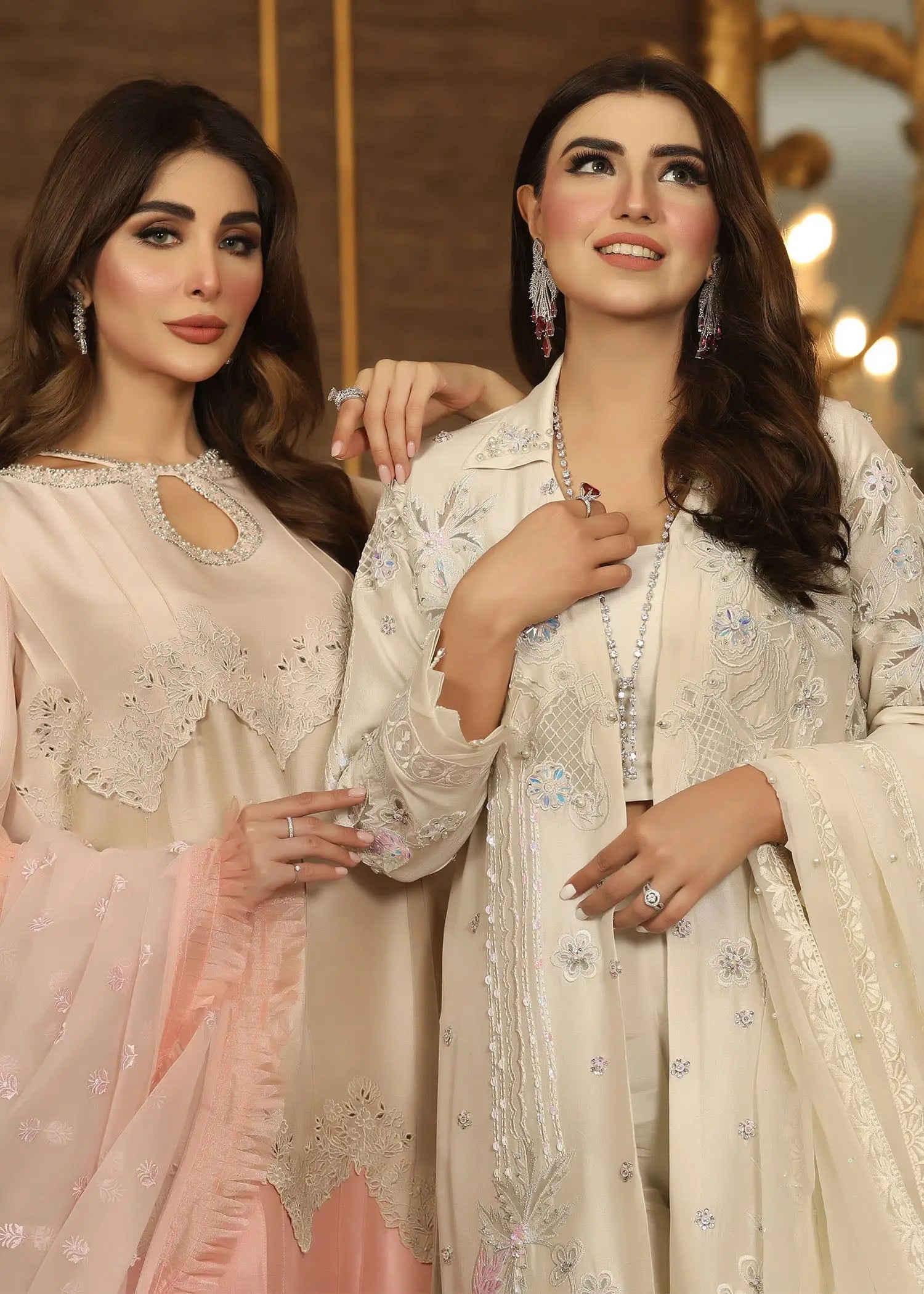 Pink Embroidered Raw Silk 3-Piece Salwar Kameez - Image 4