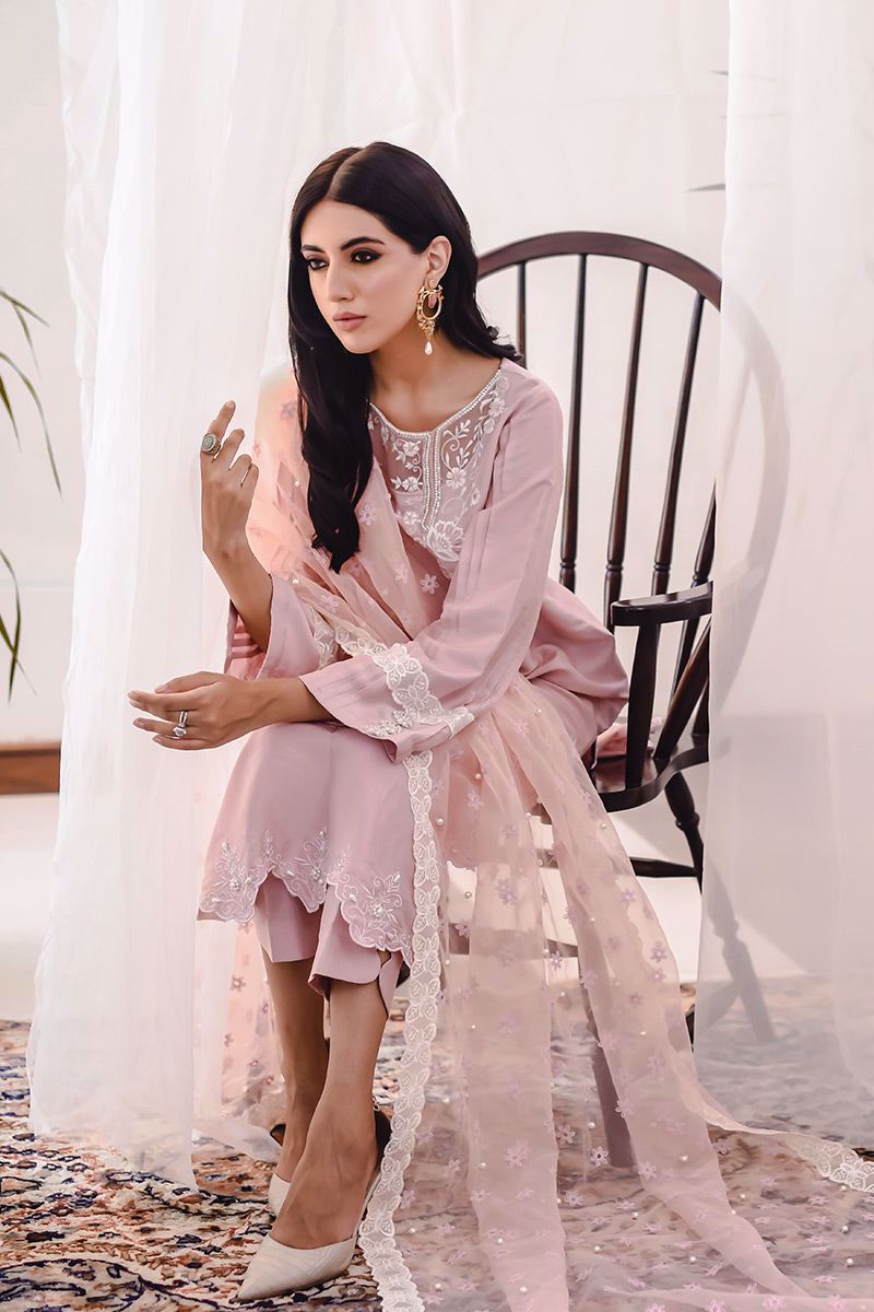 Blush Pink Embroidered Raw Silk Salwar Kameez (3-Piece) - Image 13