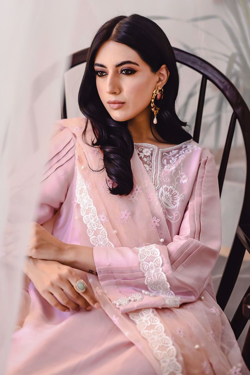 Blush Pink Embroidered Raw Silk Salwar Kameez (3-Piece) - Image 7