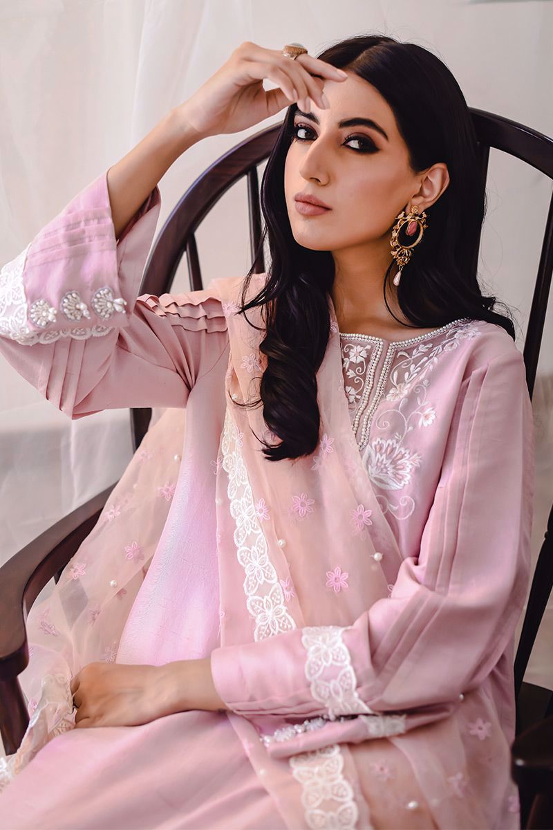 Blush Pink Embroidered Raw Silk Salwar Kameez (3-Piece) - Image 8