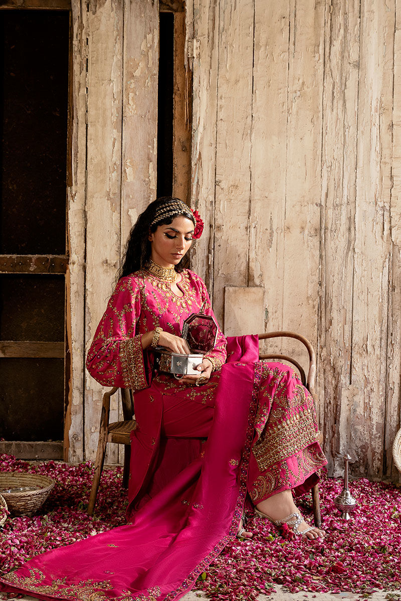Blush Pink Kashmiri Embroidered Raw Silk Kameez (3-Piece) - Image 4