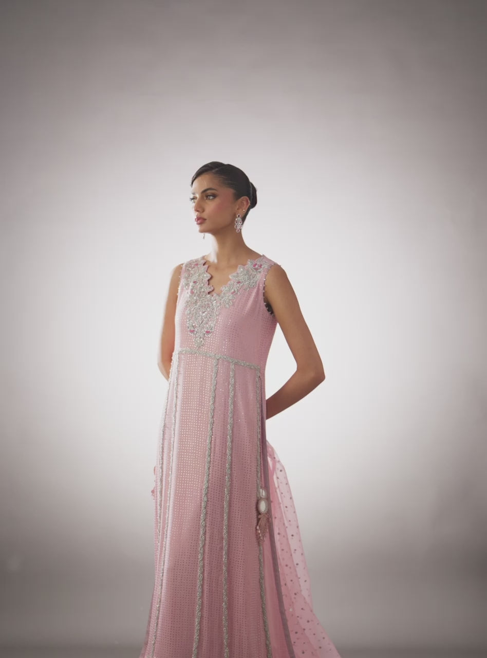 Pastel Pink Mukesh Raw Silk Salwar Kameez (3-Piece) - Image 7