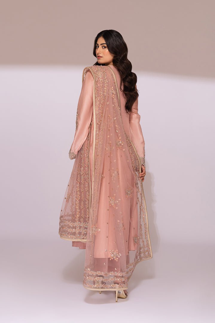 Pakistani Light Pink Embroidered Raw Silk Salwar Kameez (3-Piece) - Image 8