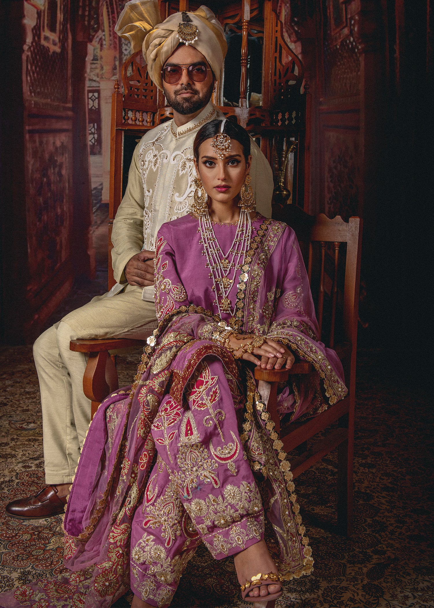 Dusty Pink Embellished Raw Silk Salwar Kameez (3-Piece) - Image 3