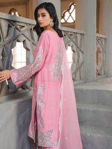 Pakistani Orchid Pink Embellished Raw Silk Salwar Kameez (3-Piece) - Image 6