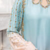 Pakistani Fresh Pink & Sky Blue Embellished Silk Salwar Kameez (3-Piece) - Image 4