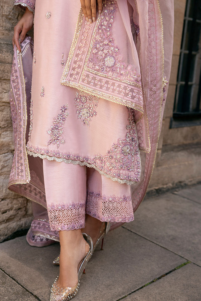Blush Pink Embroidered Raw Silk Salwar Kameez (3-Piece) - Image 3