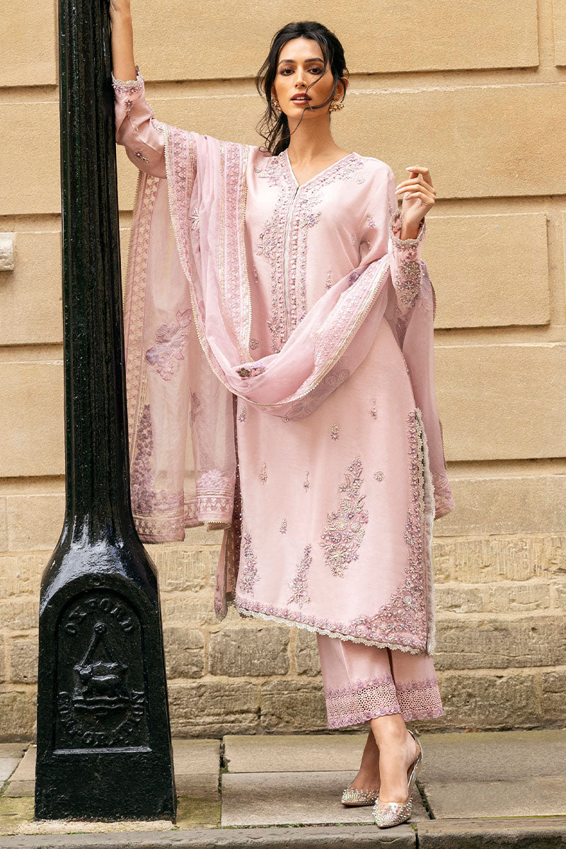 Blush Pink Embroidered Raw Silk Salwar Kameez (3-Piece) - Image 4