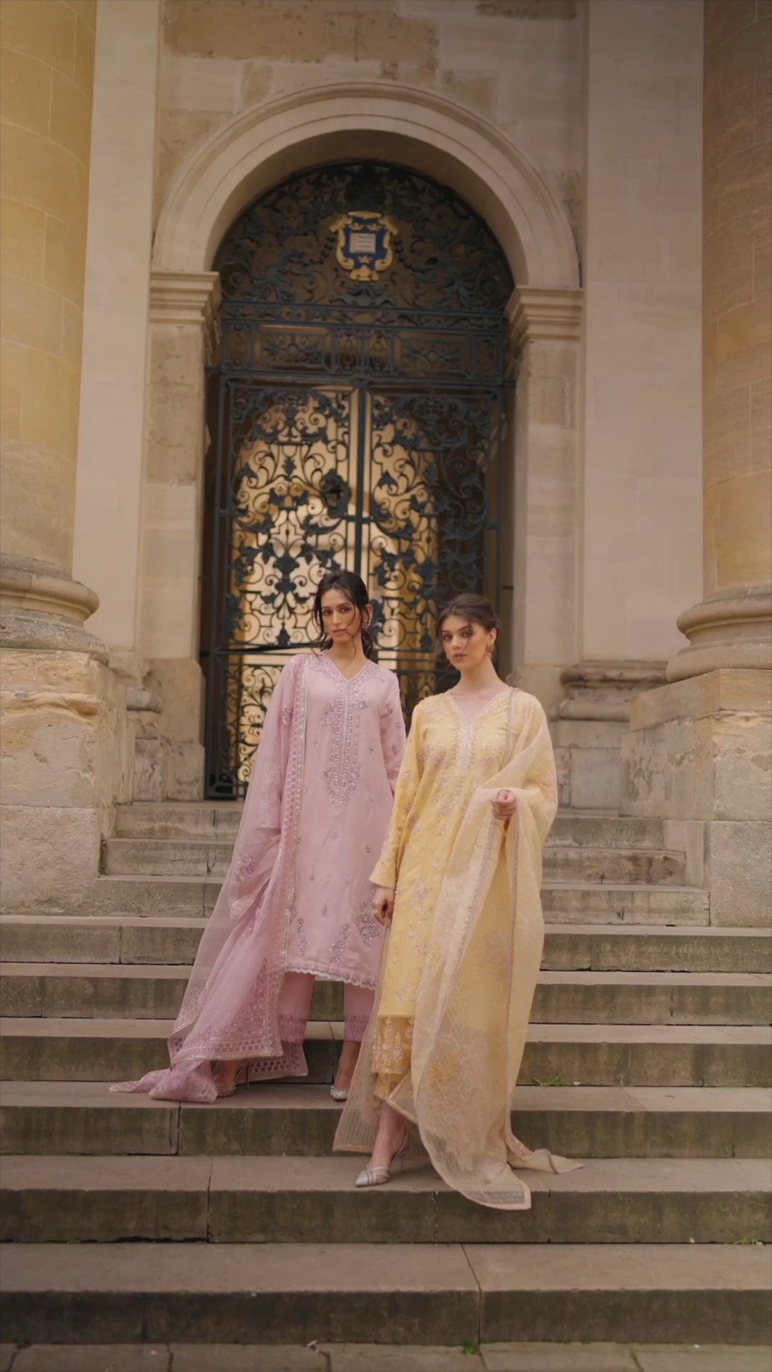 Blush Pink Embroidered Raw Silk Salwar Kameez (3-Piece) - Image 9