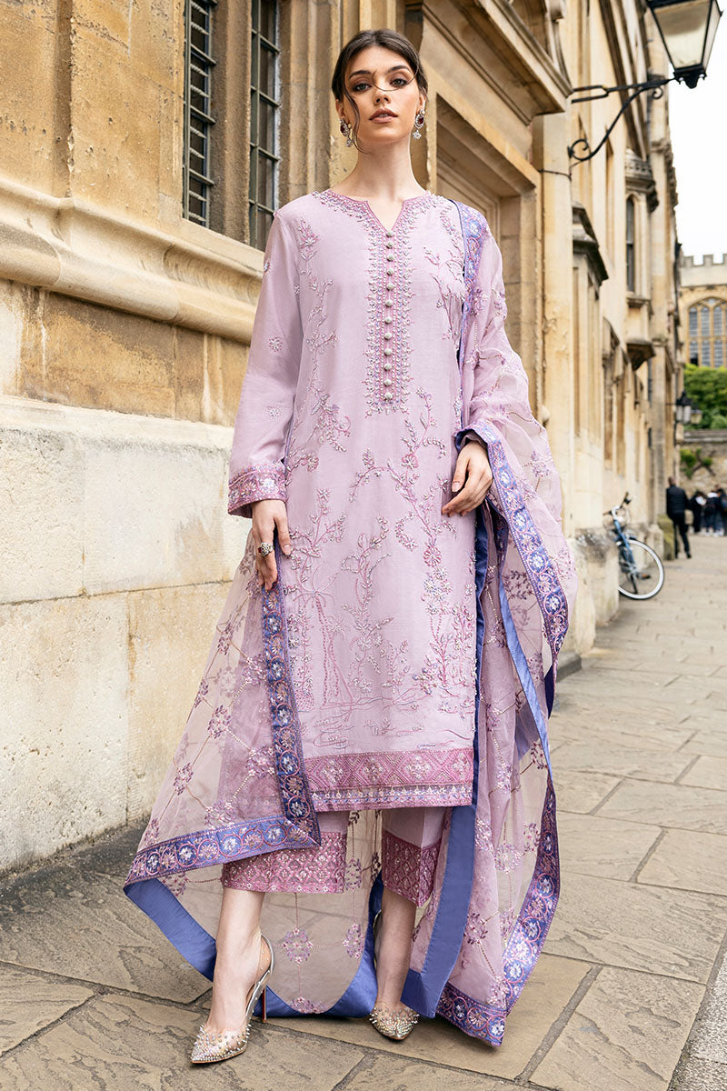 Tea Pink Embroidered Raw Silk Salwar Kameez (3-Piece) - Image 2