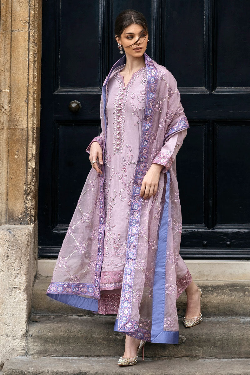 Tea Pink Embroidered Raw Silk Salwar Kameez (3-Piece) - Image 7