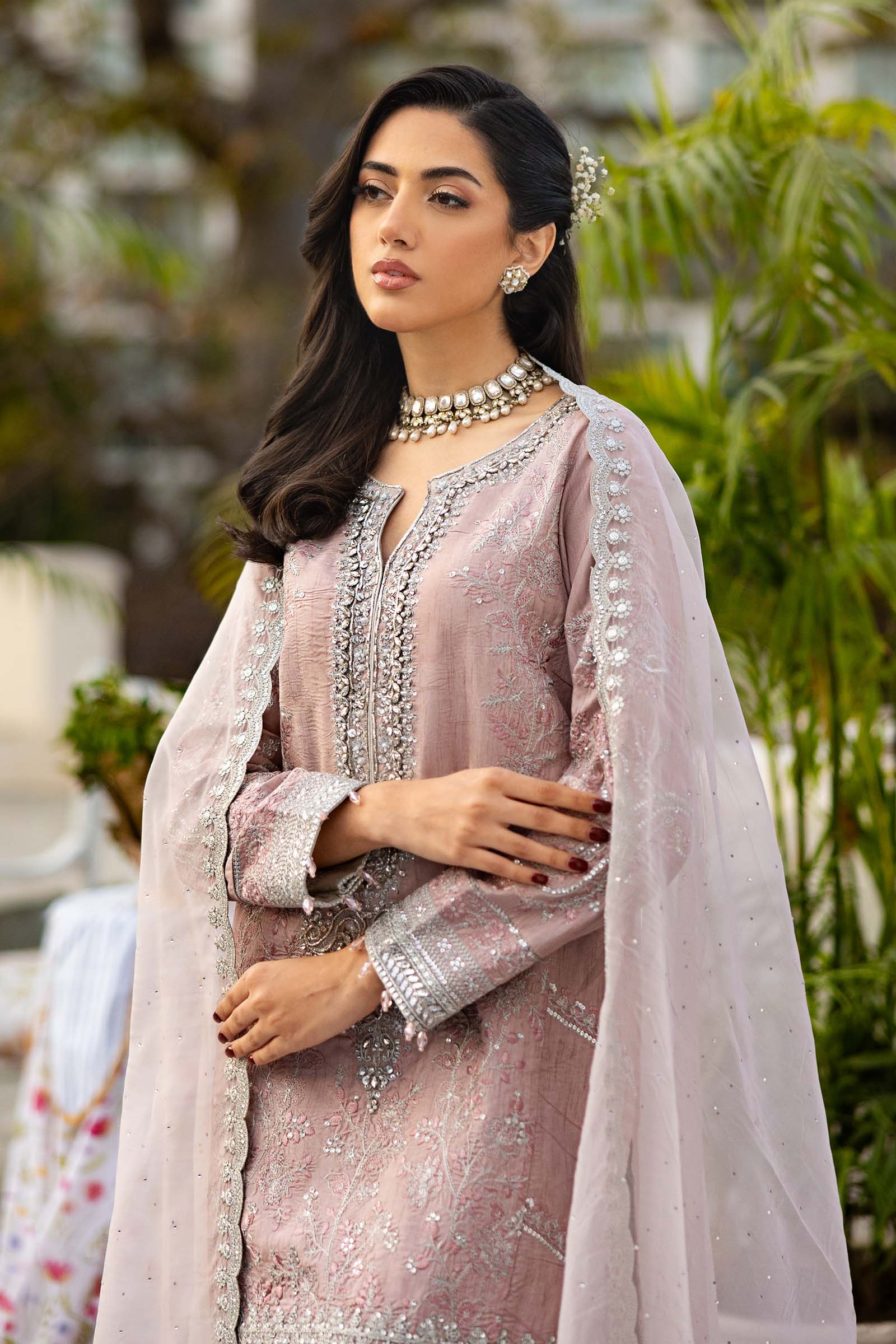 Light Pink Embroidered Raw Silk 3-Piece Suit - Image 3